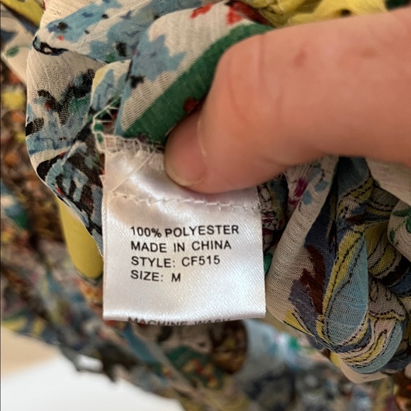 Elan Multicolor Patchwork Coverup with Teal and Brown Accents - Picture 3 of 5